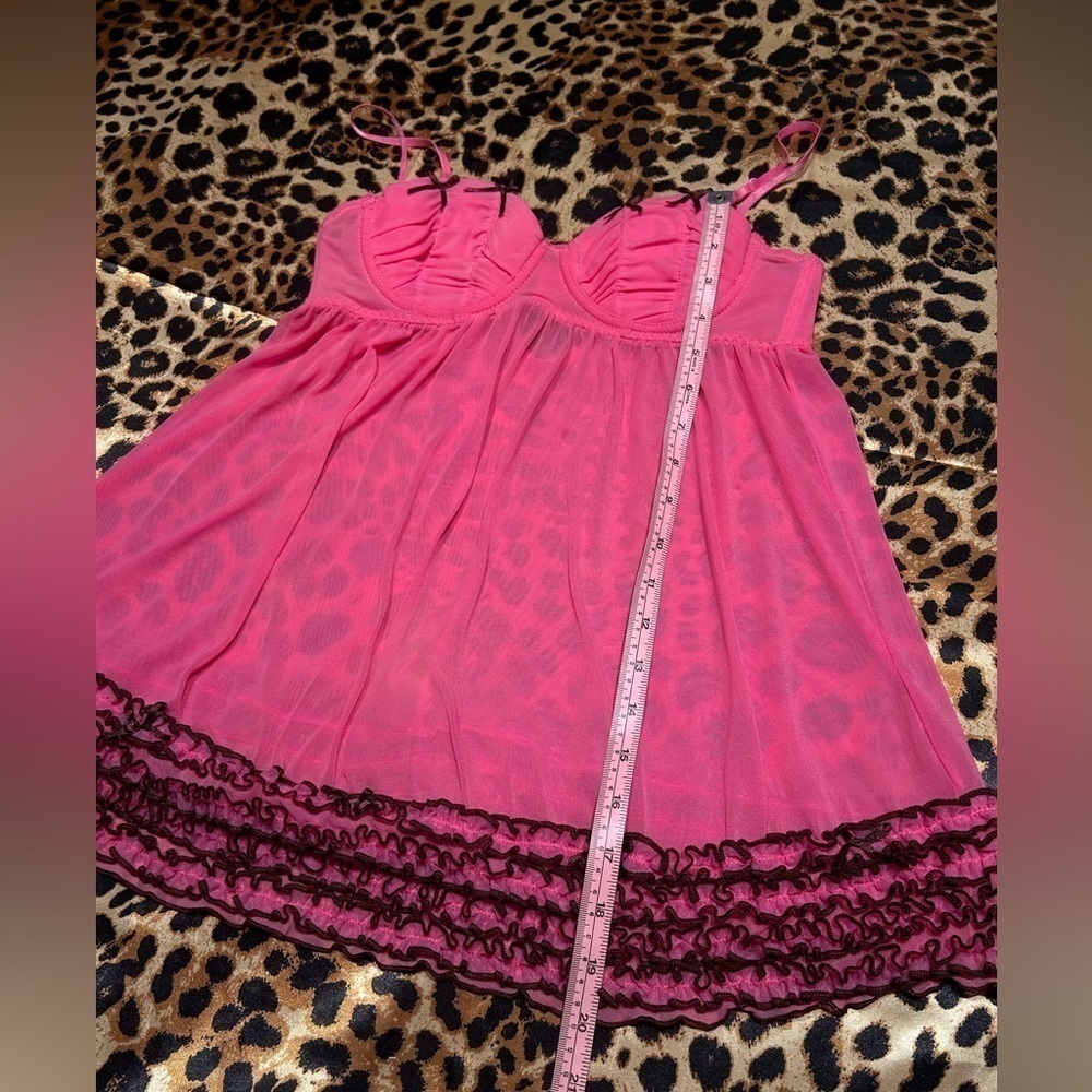 Y2K Pink Ruffled Cami with Brown Ruffles & Bows - Picture 6 of 7
